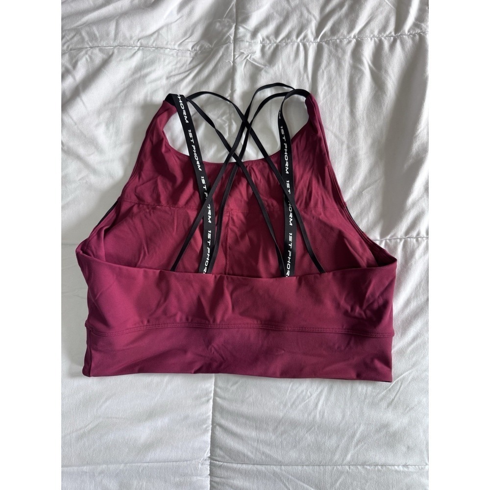 Women's 1st Phorm XL Tank Top Bra Padded Workout Basic Cropped Red Black EUC - Picture 8 of 8